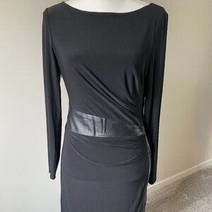 Lauren Ralph Lauren Women's Black Leather Detail Dress Black 8
